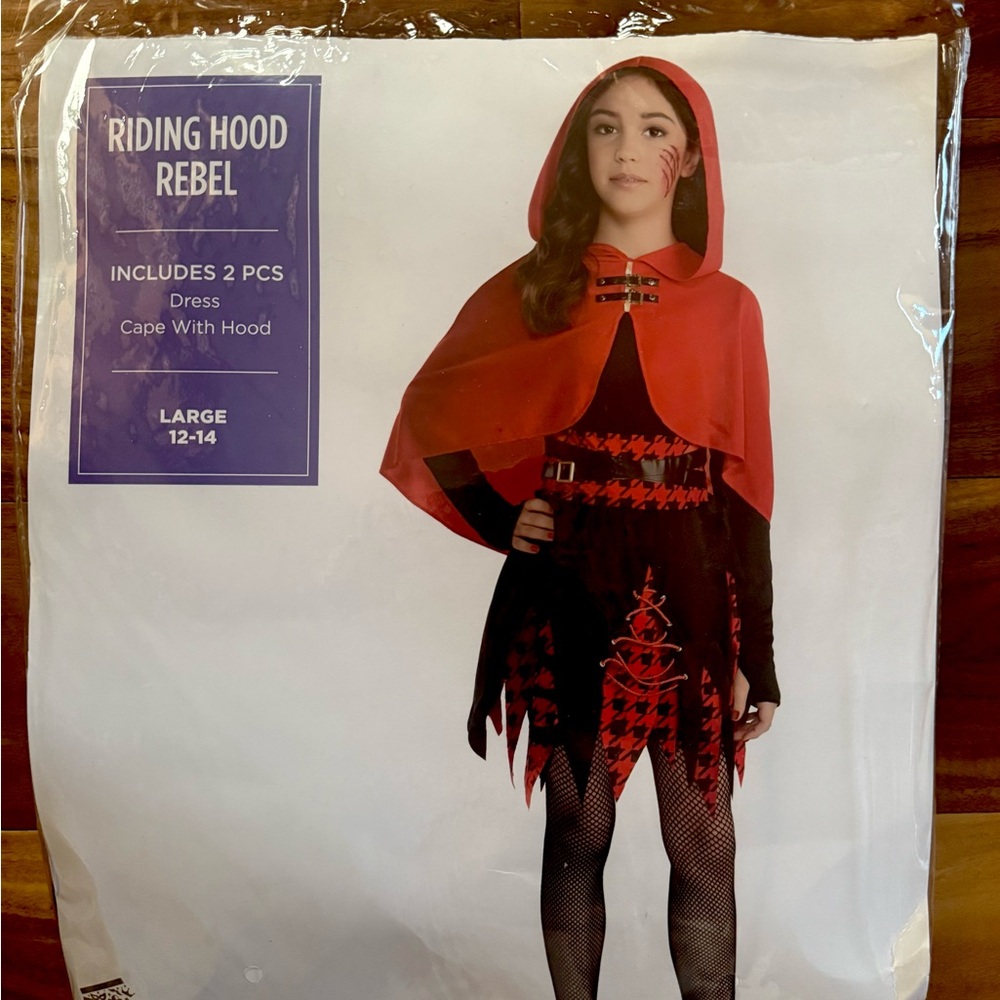 Riding Hood Rebel Red Costume for Kids - Size Large - 12 - 14